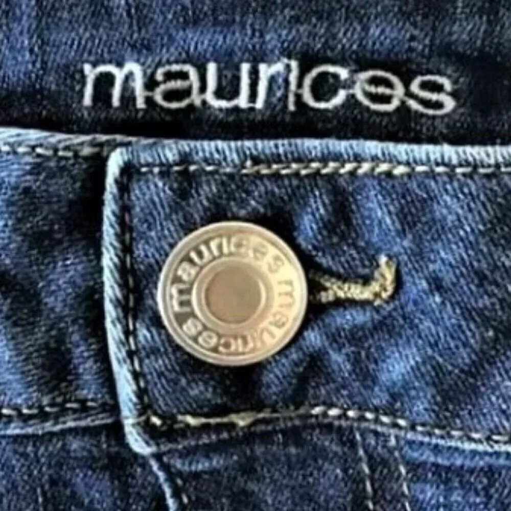 Maurices Dark Wash Whiskered Cuffed Denim Jean Shorts Size 2 Like New